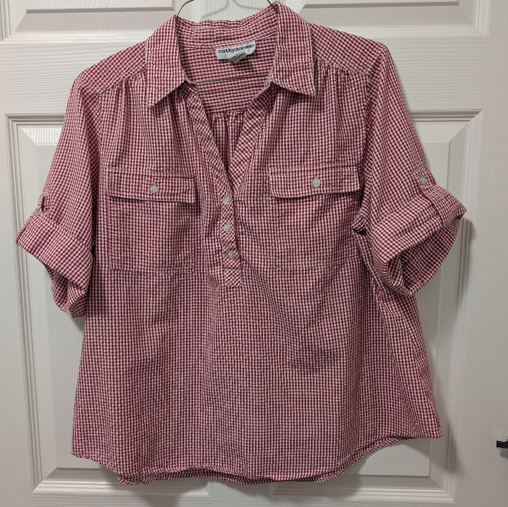 Cathy Daniels Red Checkered Shirtîy